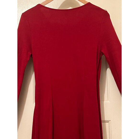 Ann Taylor Size 6 Red Dress Body Con Hidden Side Zip Long Sleeves Foe wrap skirt - Picture 12 of 16